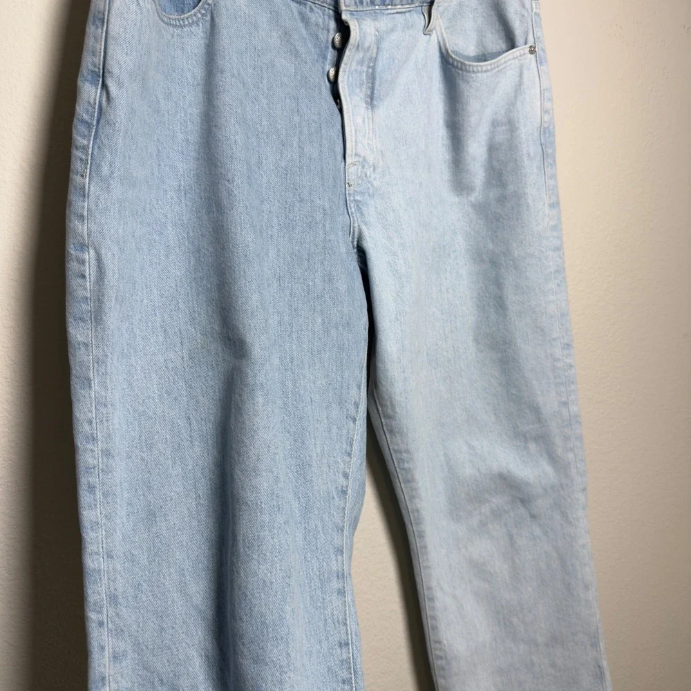 Frame Women Le Slouch Crop Jeans 33" Two Tone Light Wash‎ Button Fly Western - Picture 10 of 13